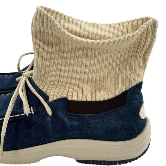 Propet Leather Cardigan Fold Over Moccasin Comfort Suede Skip On Boot Blue 7 - Picture 3 of 10